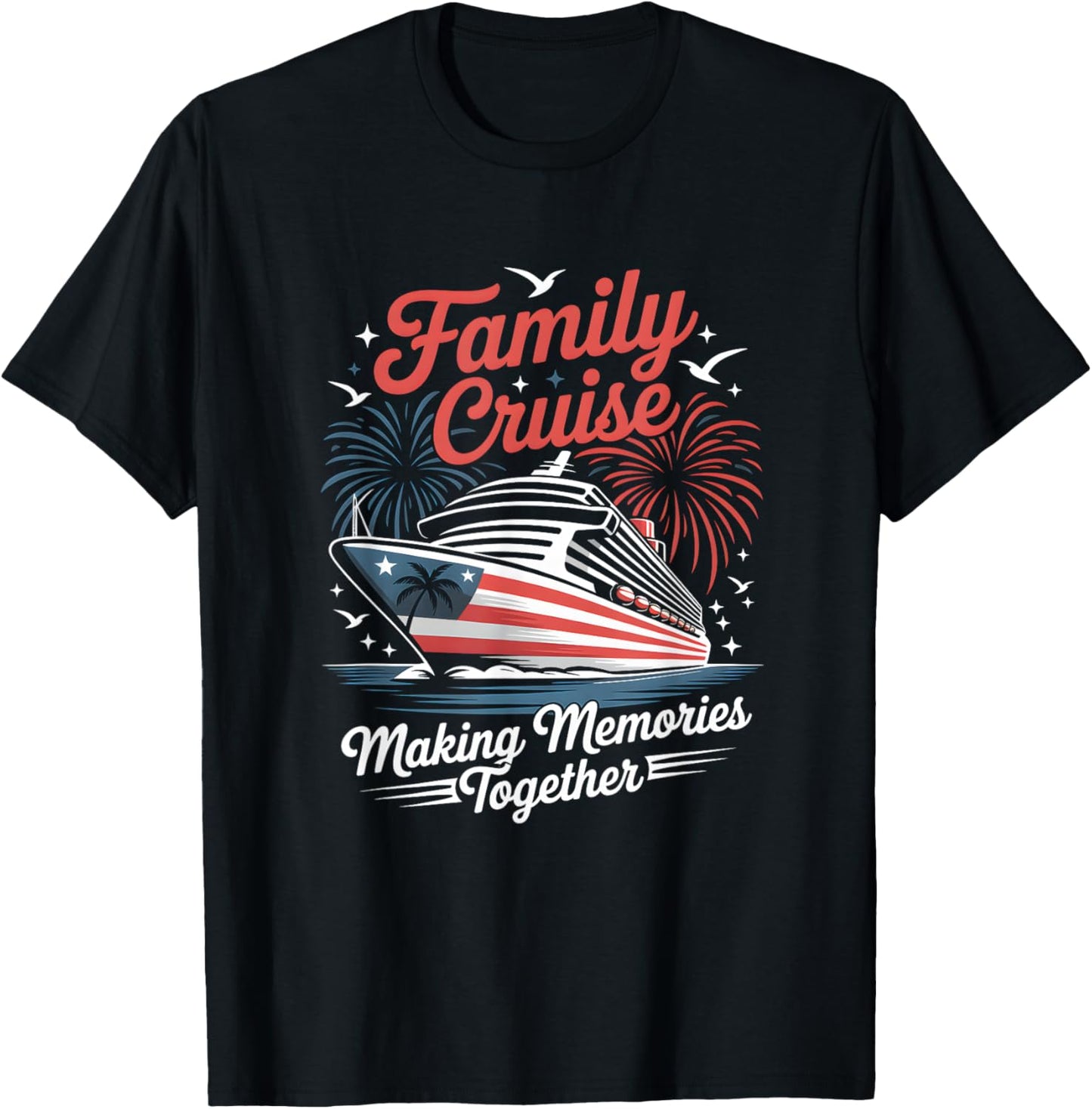 Family Cruise 4th of July Patriotic USA American Flag Party T-Shirt - T-Shirt | Black