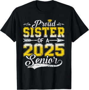 Proud Mom of a 2025 Senior Graduate, Funny Vintage T-Shirt - T-Shirt | Black