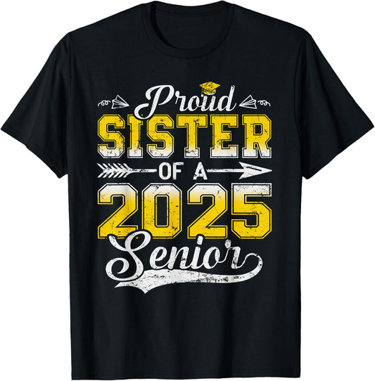 Proud Mom of a 2025 Senior Graduate, Funny Vintage T-Shirt - T-Shirt | Black