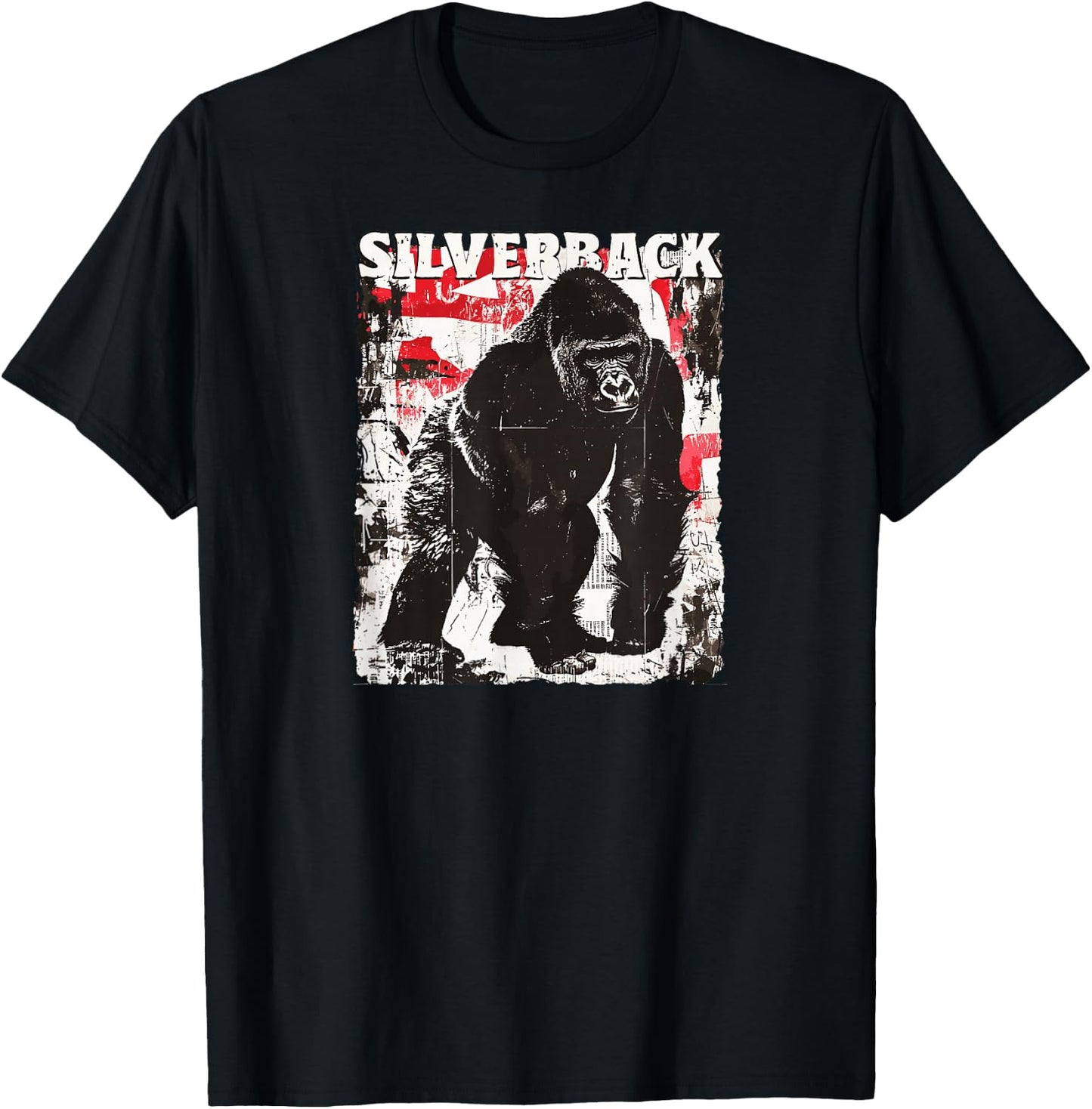 Gorilla Face Monkey Angry Growling Scary Silverback Gorilla T-Shirt - T-Shirt | Black
