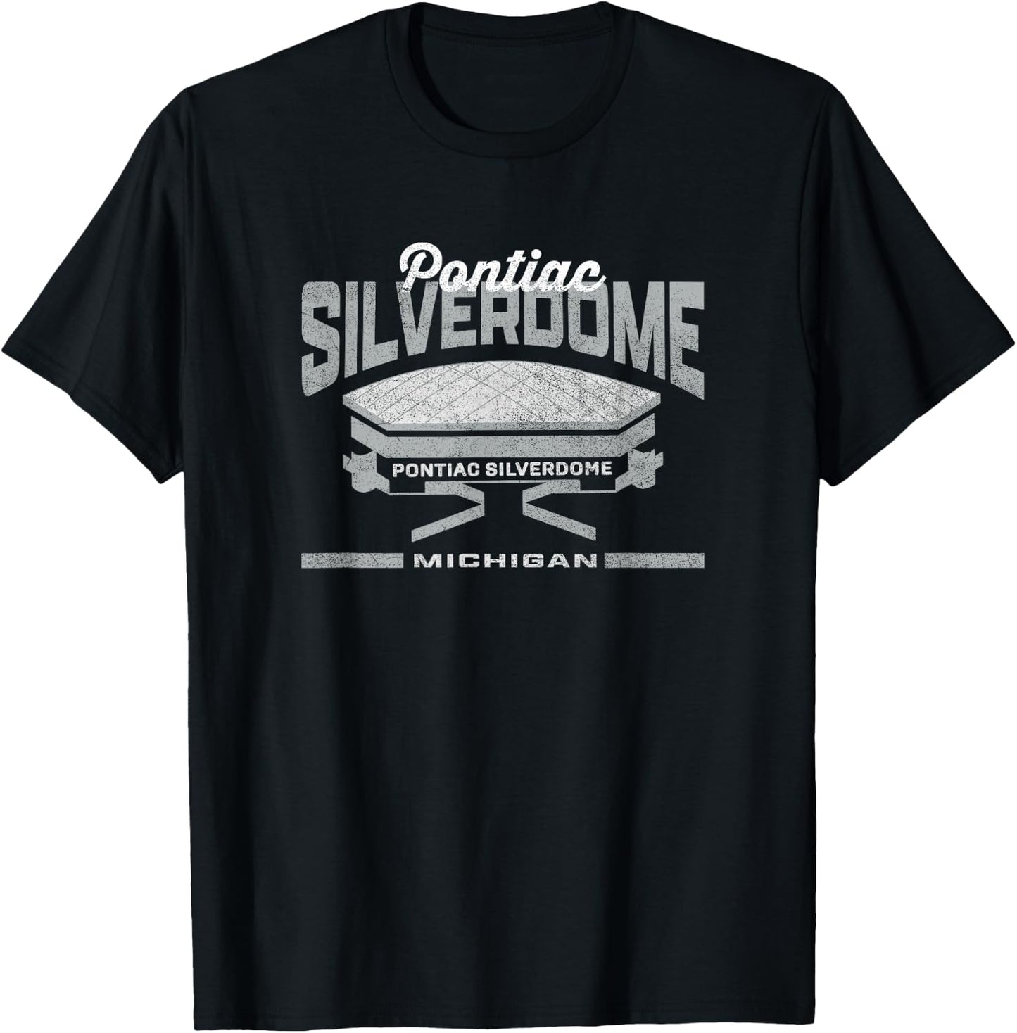 Pontiac MI Silverdome Retro Football Vintage Stadium Detroit T-Shirt - T-Shirt | Black