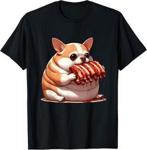 Fat Chihuahua Eating Spareribs , Small, Black T-Shirt - T-Shirt | Black