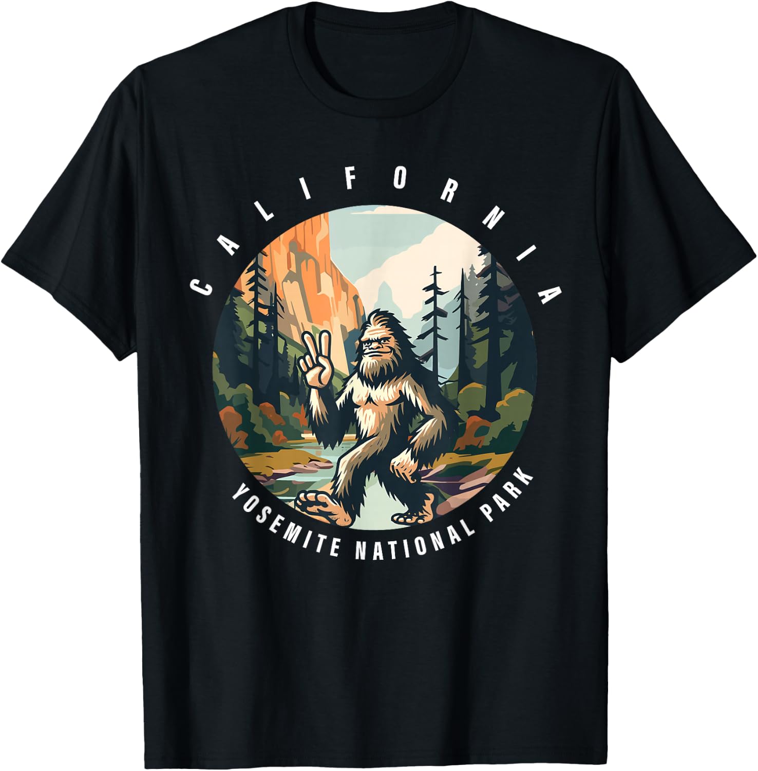Bigfoot Sasquatch Yosemite National Park T-Shirt - T-Shirt | Black