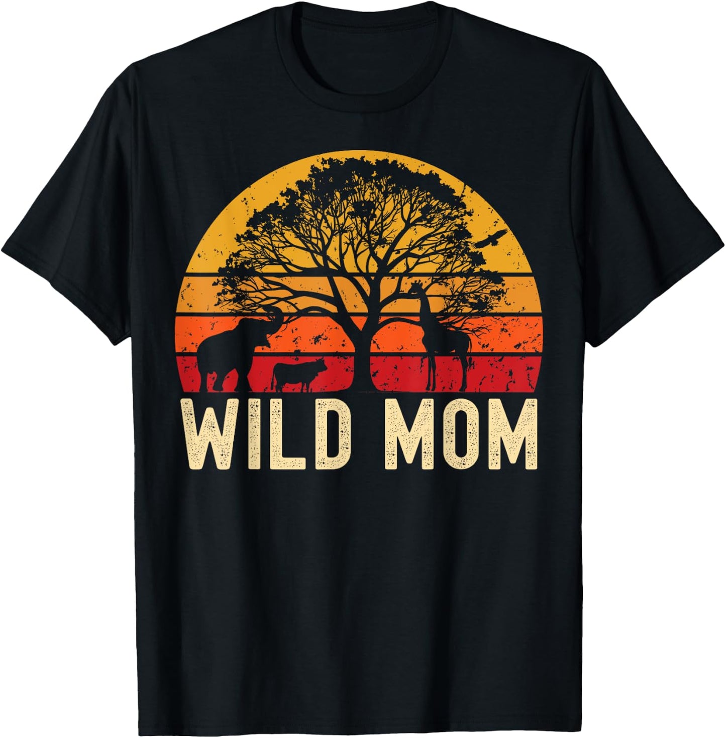 Wild Mom Zoo Born Wild Birthday Safari Jungle Wild Mother T-Shirt - T-Shirt | Black