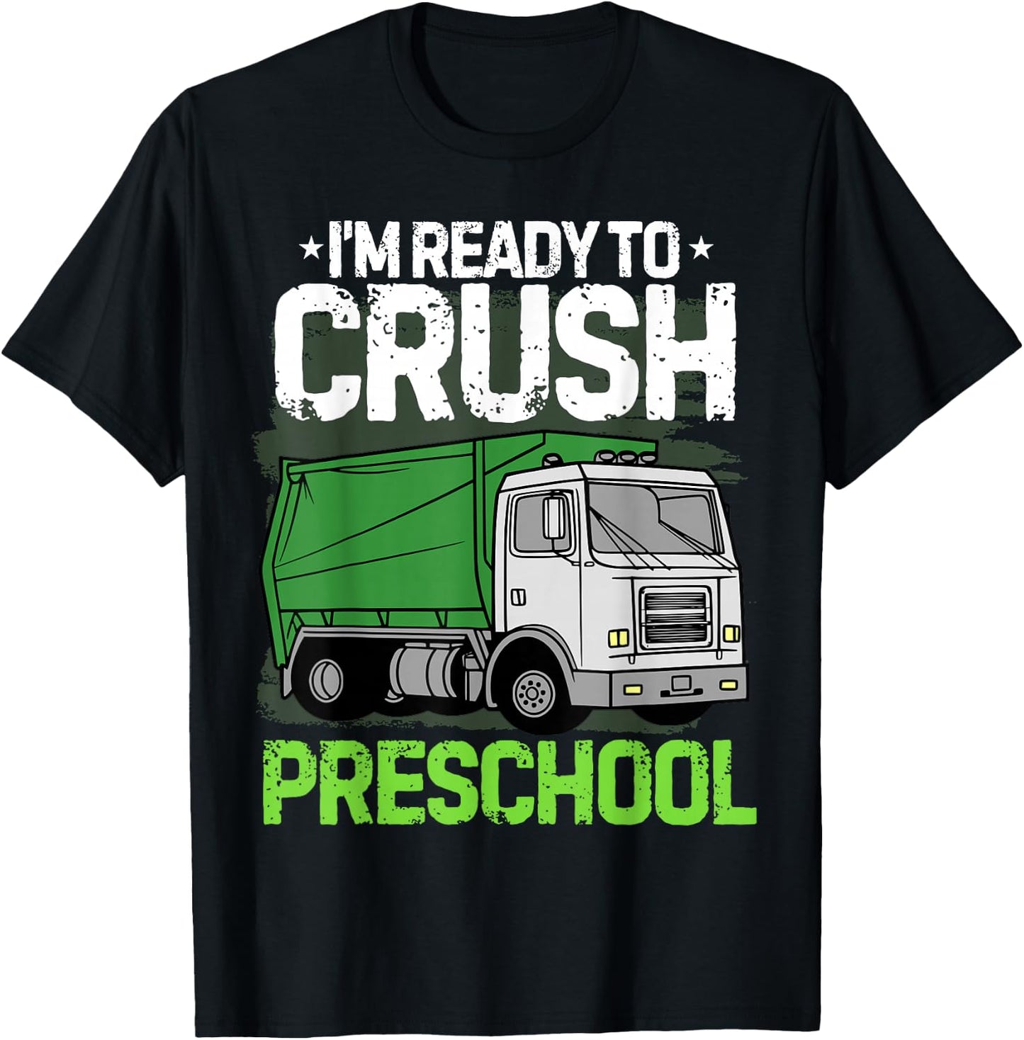 Back To School First Day Of Preschool Garbage Truck Boys T-Shirt - T-Shirt | Black