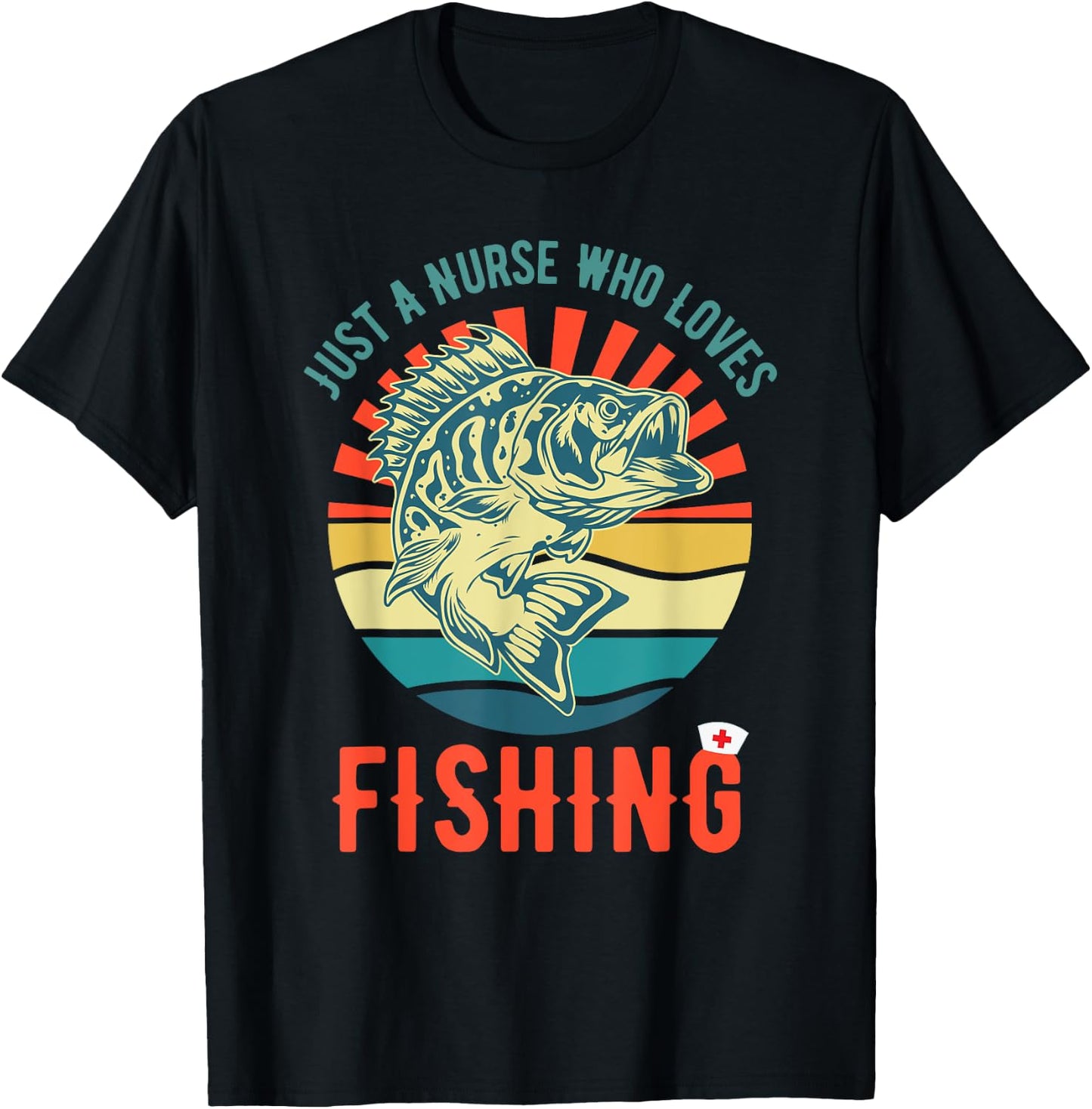 Just a Nurse Who Loves Fishing Retro Fisherman Gifts T-Shirt - T-Shirt | Black