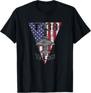 T-38 Talon Military Jet Trainer Airplane Patriotic Vintage T-Shirt - T-Shirt | Black