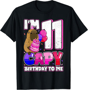 11 Years Capy Birthday to me Girls 11th Birthday Capybara T-Shirt - T-Shirt | Black