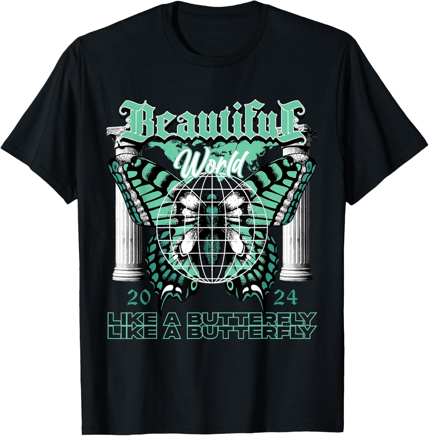 Beautiful World Retro Green Glow 1s Matching Women T-Shirt - T-Shirt | Black