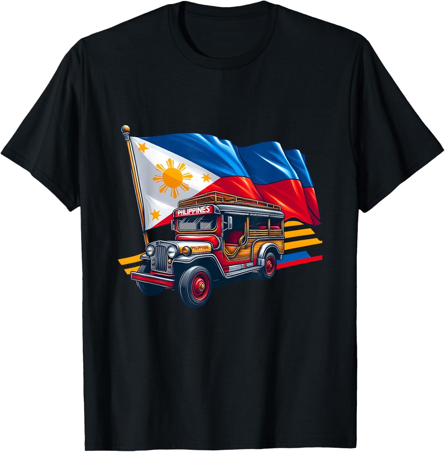 Philippines Flag Proud Filipino Souvenir Philippines Jeepney T-Shirt - T-Shirt | Black