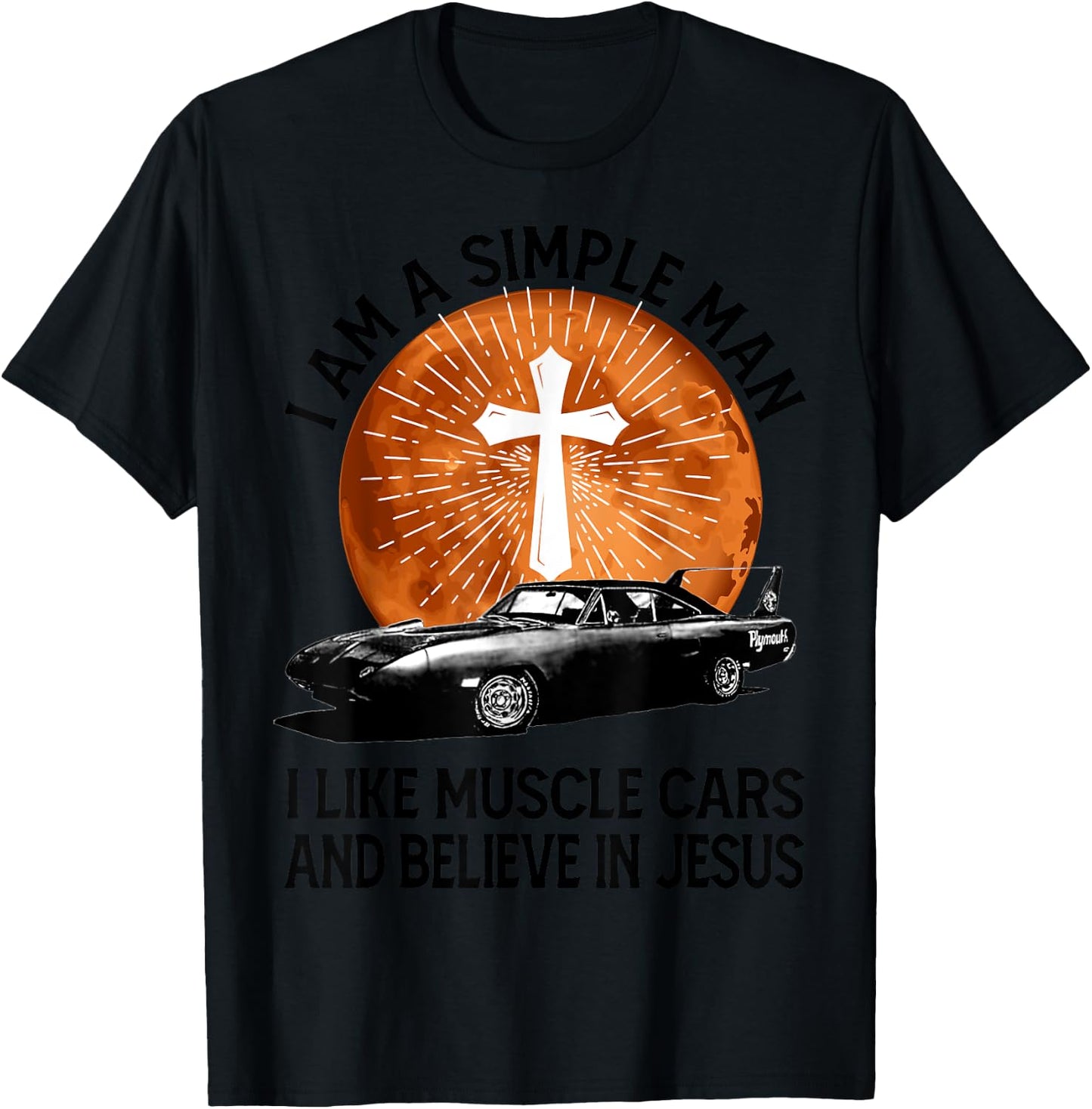 Retro I Am A Simple Man for Muscle Car Lovers T-Shirt - T-Shirt | Black
