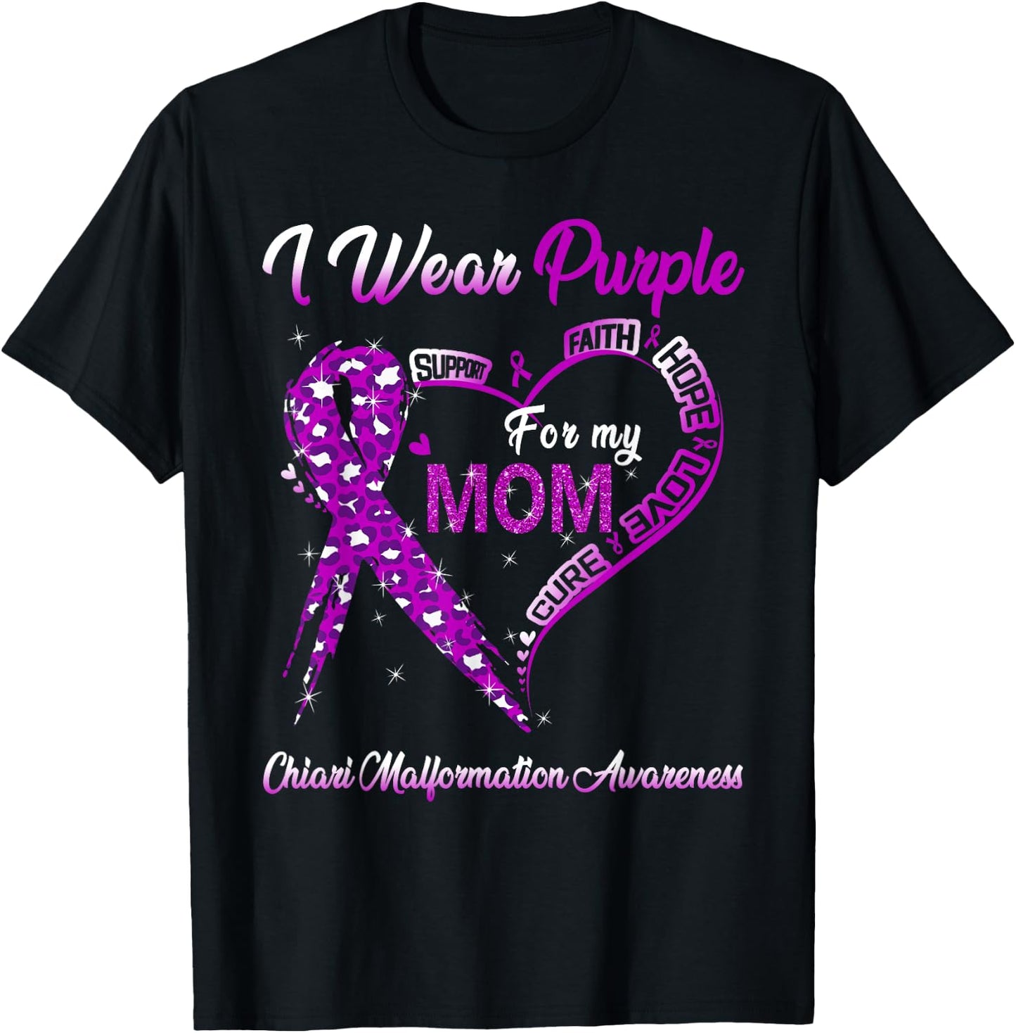 I Wear Purple For My Mom Chiari Malformation Awareness T-Shirt - T-Shirt | Black