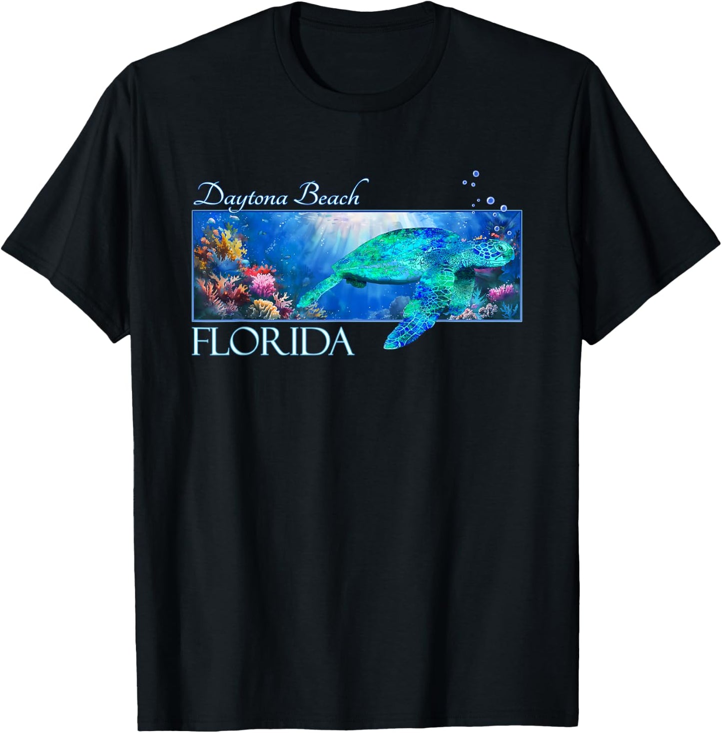 Daytona Beach Florida Vacation Swimming Sea Turtle Women Kids T-Shirt - T-Shirt | Black