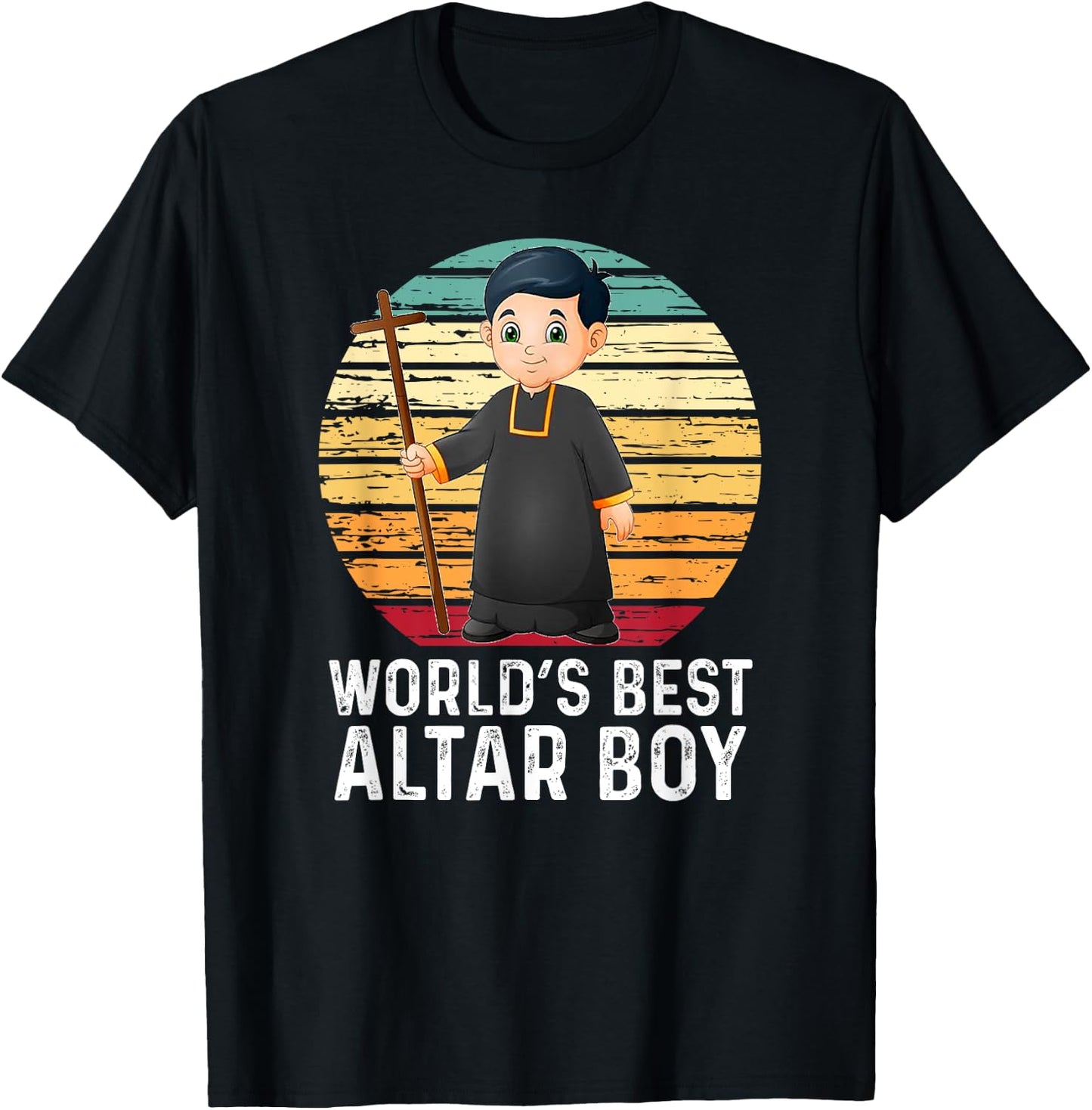 Vintage World's Best Altar Boy Catholic T-Shirt - T-Shirt | Black