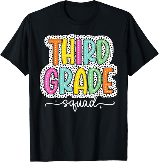 3rd Third Grade Squad Back to School Dalmatian Dots T-Shirt - T-Shirt | Black
