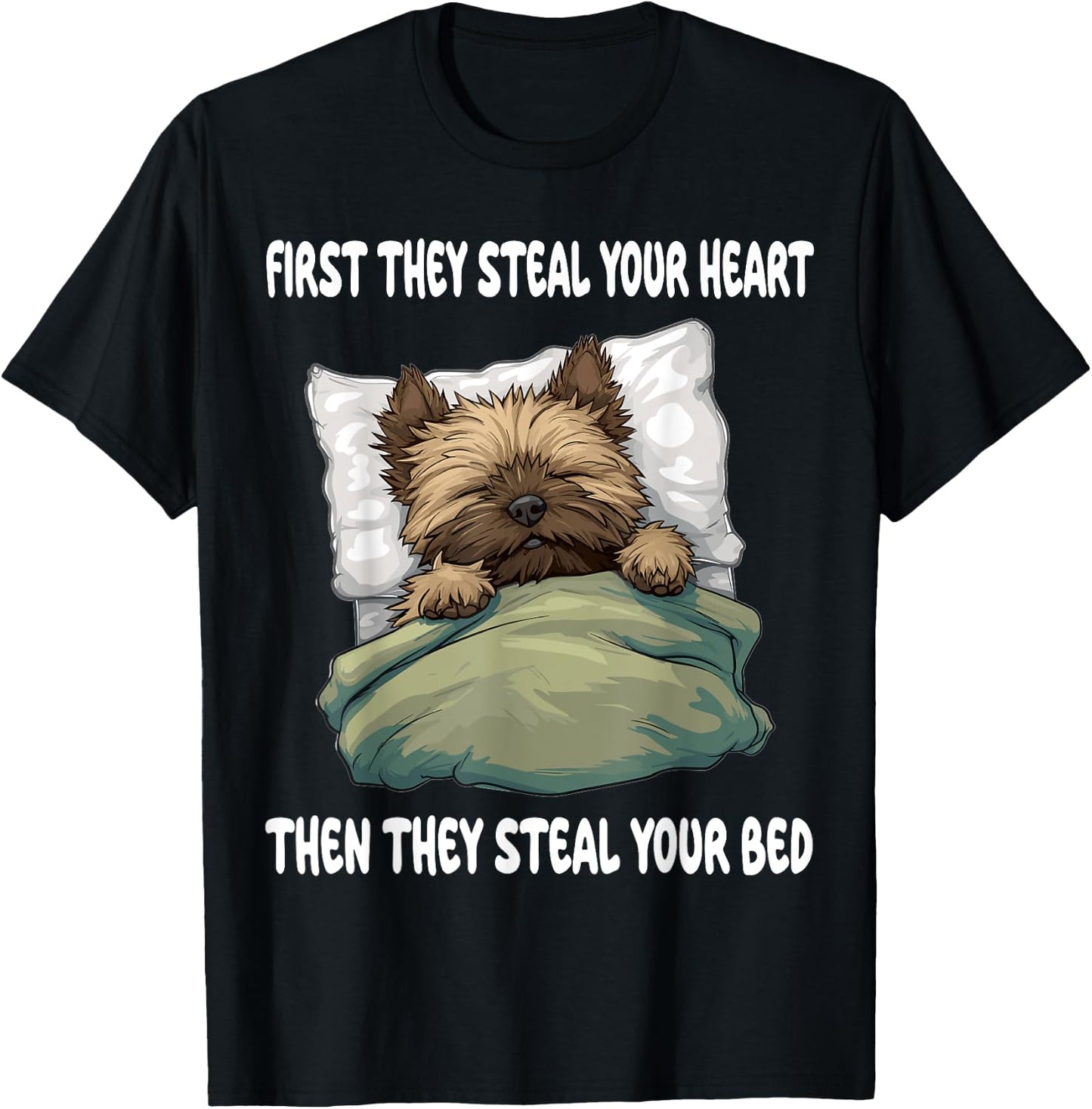 Cairn Terrier Sleeping Pajamas Nightgown T-Shirt - T-Shirt | Black