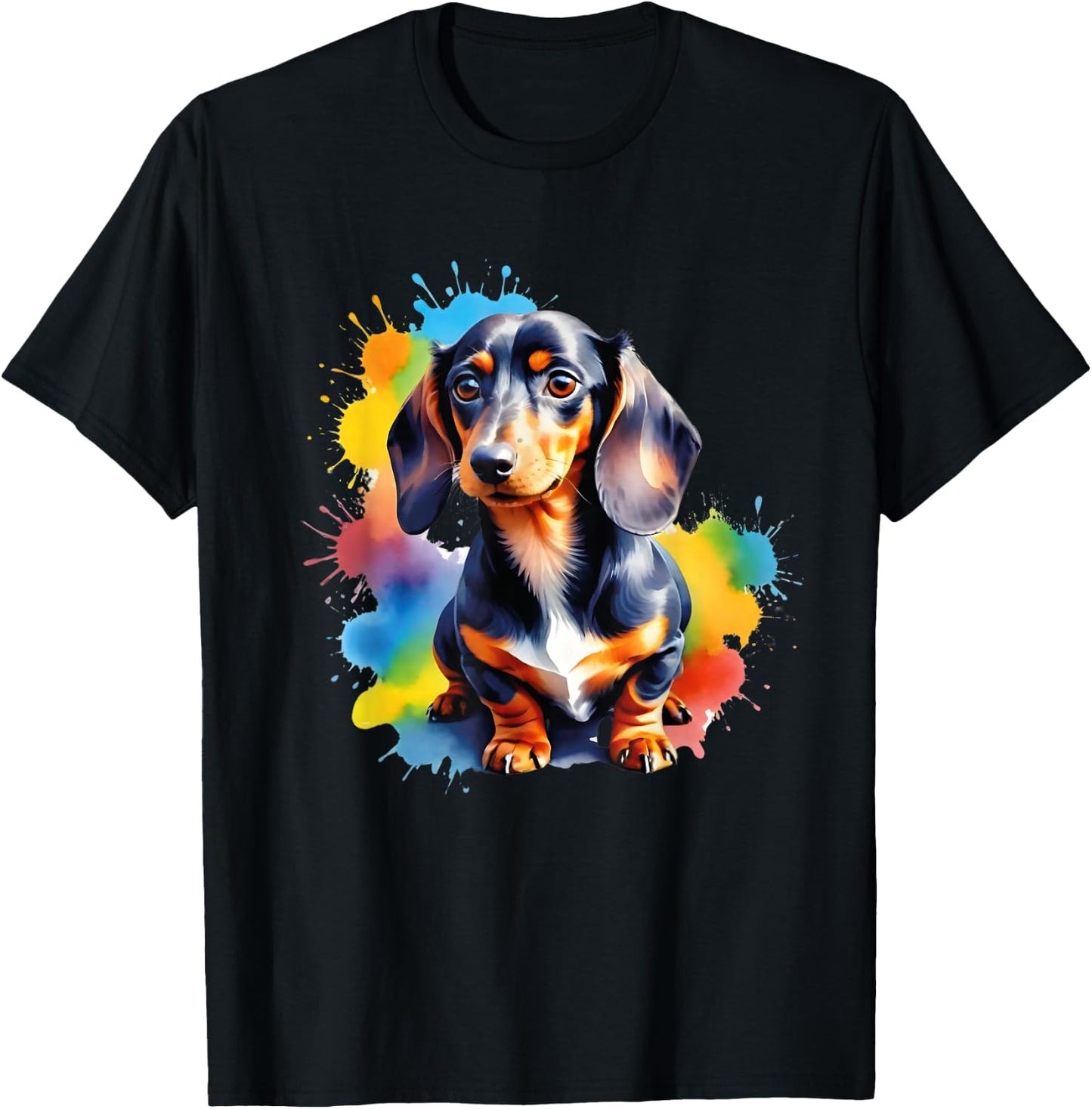 Colorful Wiener & Dachshund T-Shirt - T-Shirt | Black