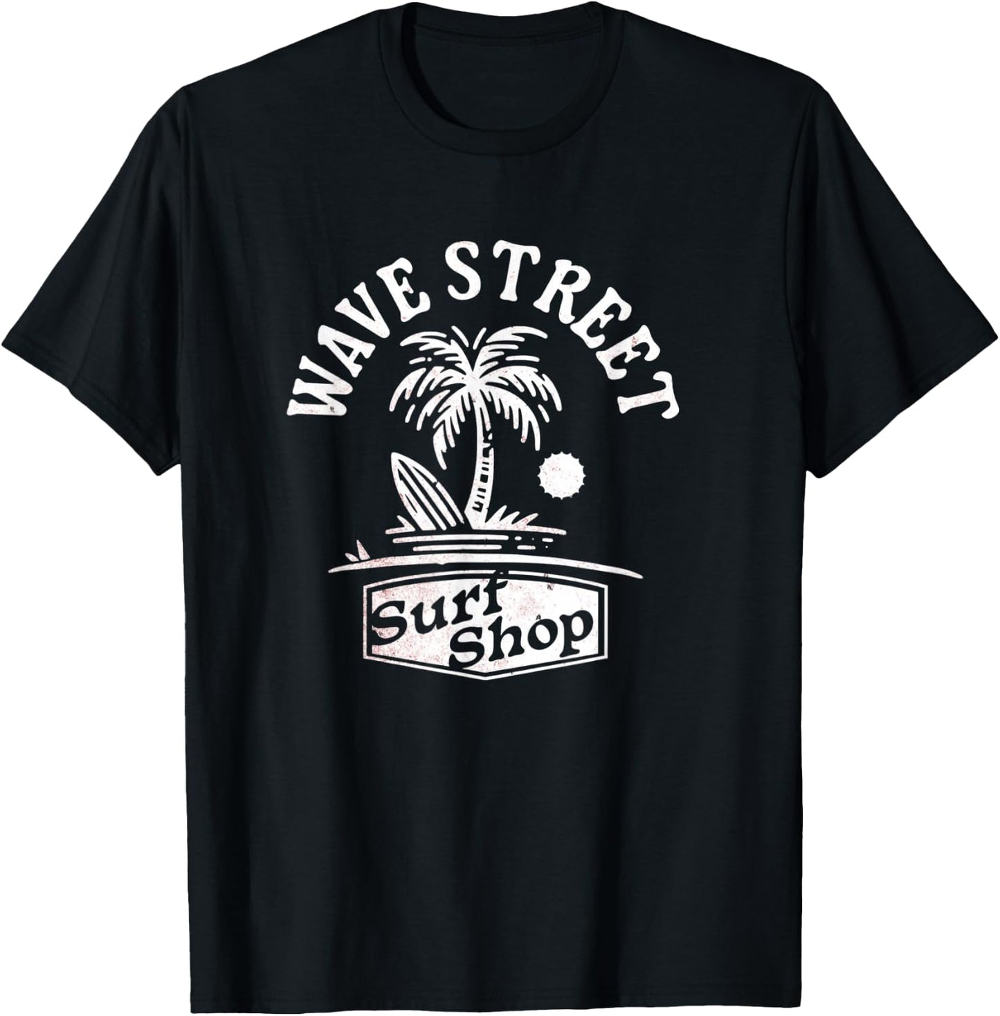 Wave Street Surf Vintage Retro Beach Bum Summertime Graphic Women Kids T-Shirt - T-Shirt | Black