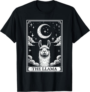 Tarot Card Vintage Crescent Moon Llama Animal Lovers T-Shirt - T-Shirt | Black