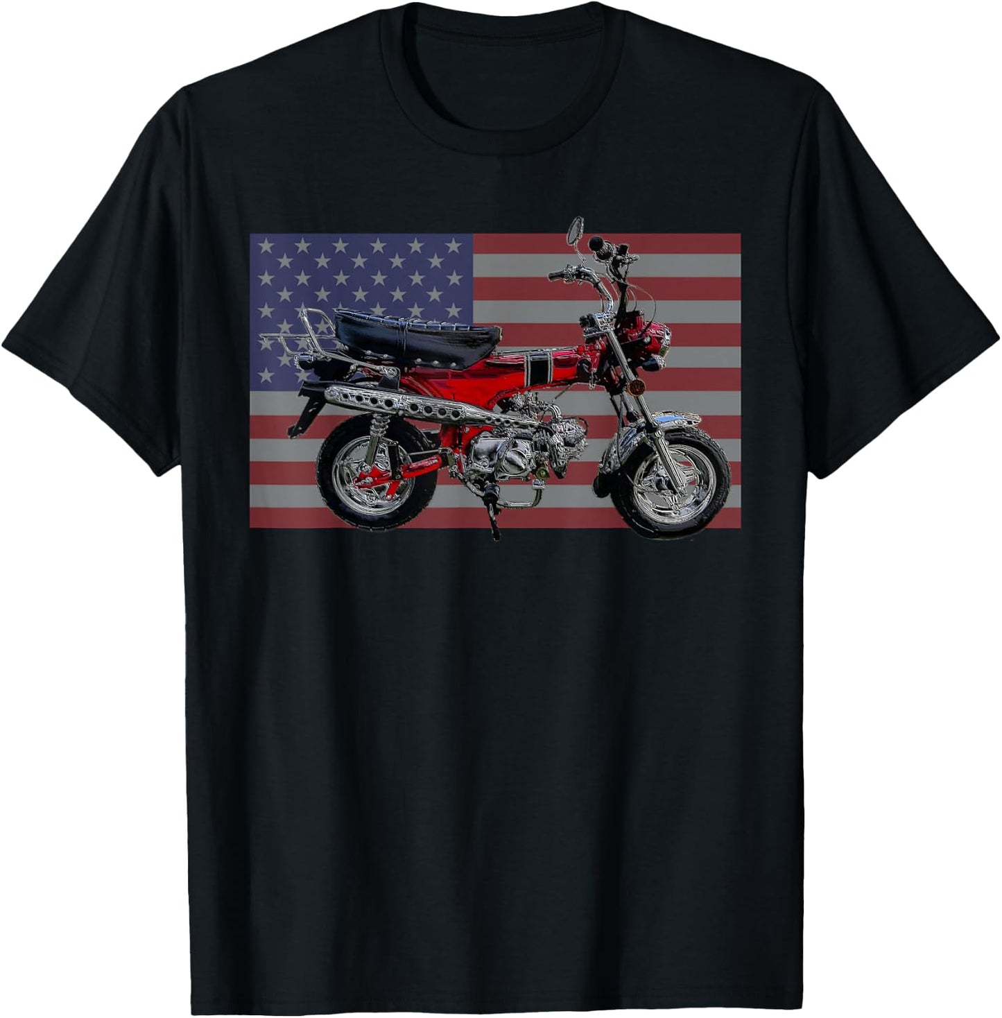 Trail 70 Mini BIke, Vintage Minibike, Retro American Flag Men T-Shirt - T-Shirt | Black