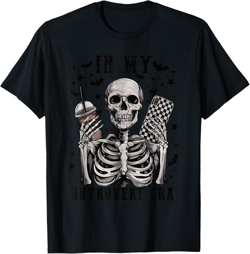 In My Introvert Era Retro Halloween Skeleton Coffee