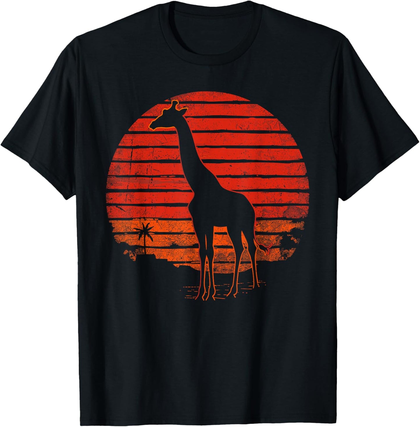 Vintage Giraffe 80s Funny Giraffe Lover Wild Animals Lover T-Shirt - T-Shirt | Black