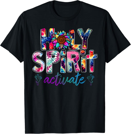 Holy Spirit Activate Leopard Christians Jesus Love Tie Dye T-Shirt - T-Shirt | Black