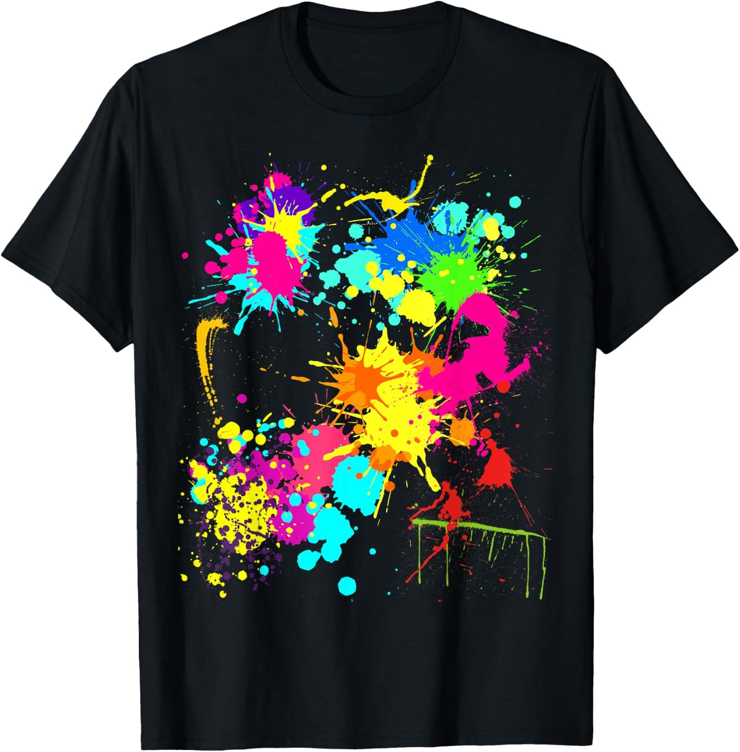 Color Splatter Colorful Paint Party Funny Team T-Shirt - T-Shirt | Black