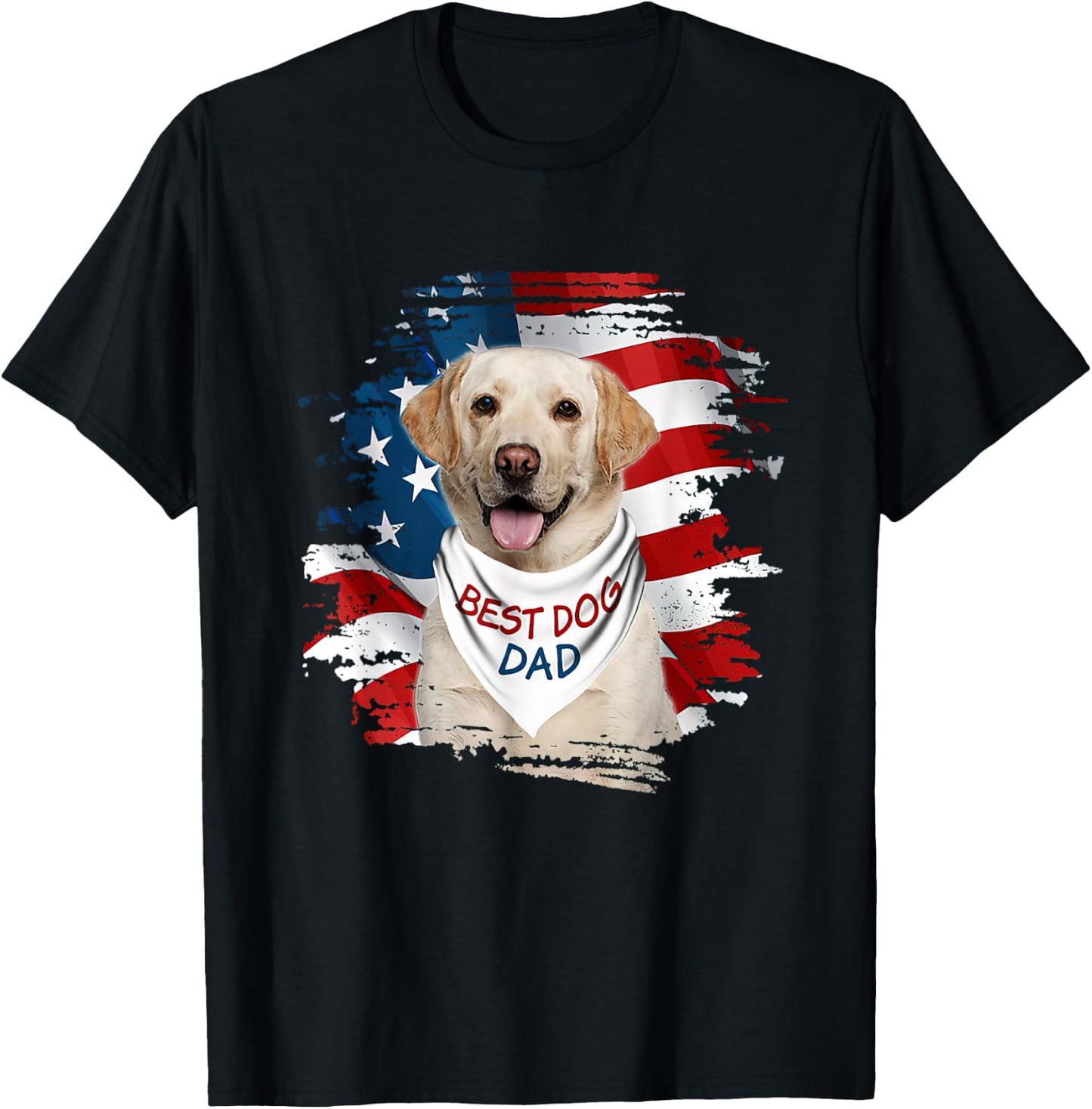 Best Labrador Dad Ever American Flag Dog Father's Day Women T-Shirt - T-Shirt | Black