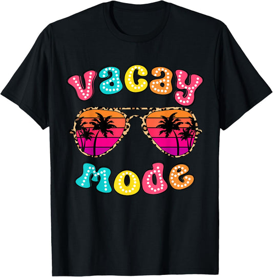 Vacay Mode Summer Vibes Sunglasses Retro Cute Girl Women Kid T-Shirt - T-Shirt | Black