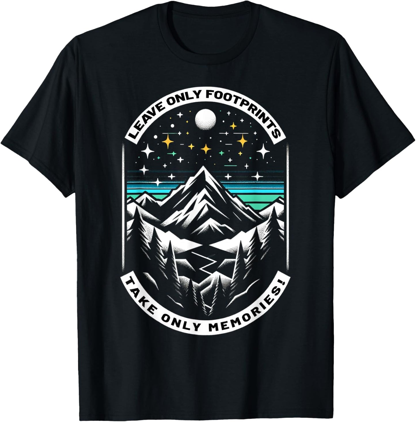Leave Only Footprints take only Memories Hiking Climbing T-Shirt - T-Shirt | Black
