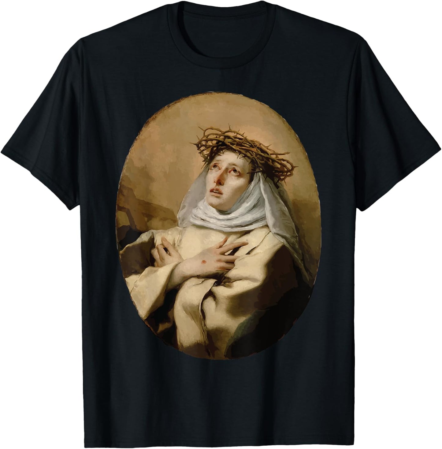 St Catherine of Siena Art Italian Saints Catholic Stigmata T-Shirt - T-Shirt | Black