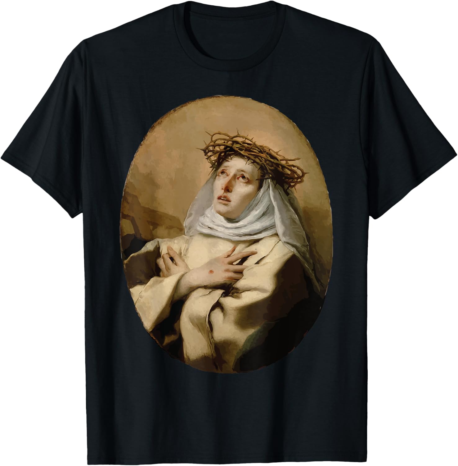 St Catherine of Siena Art Italian Saints Catholic Stigmata T-Shirt - T-Shirt | Black