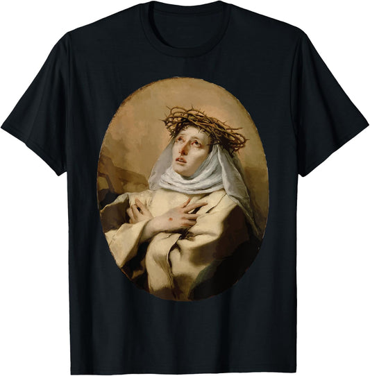 St Catherine of Siena Art Italian Saints Catholic Stigmata T-Shirt - T-Shirt | Black