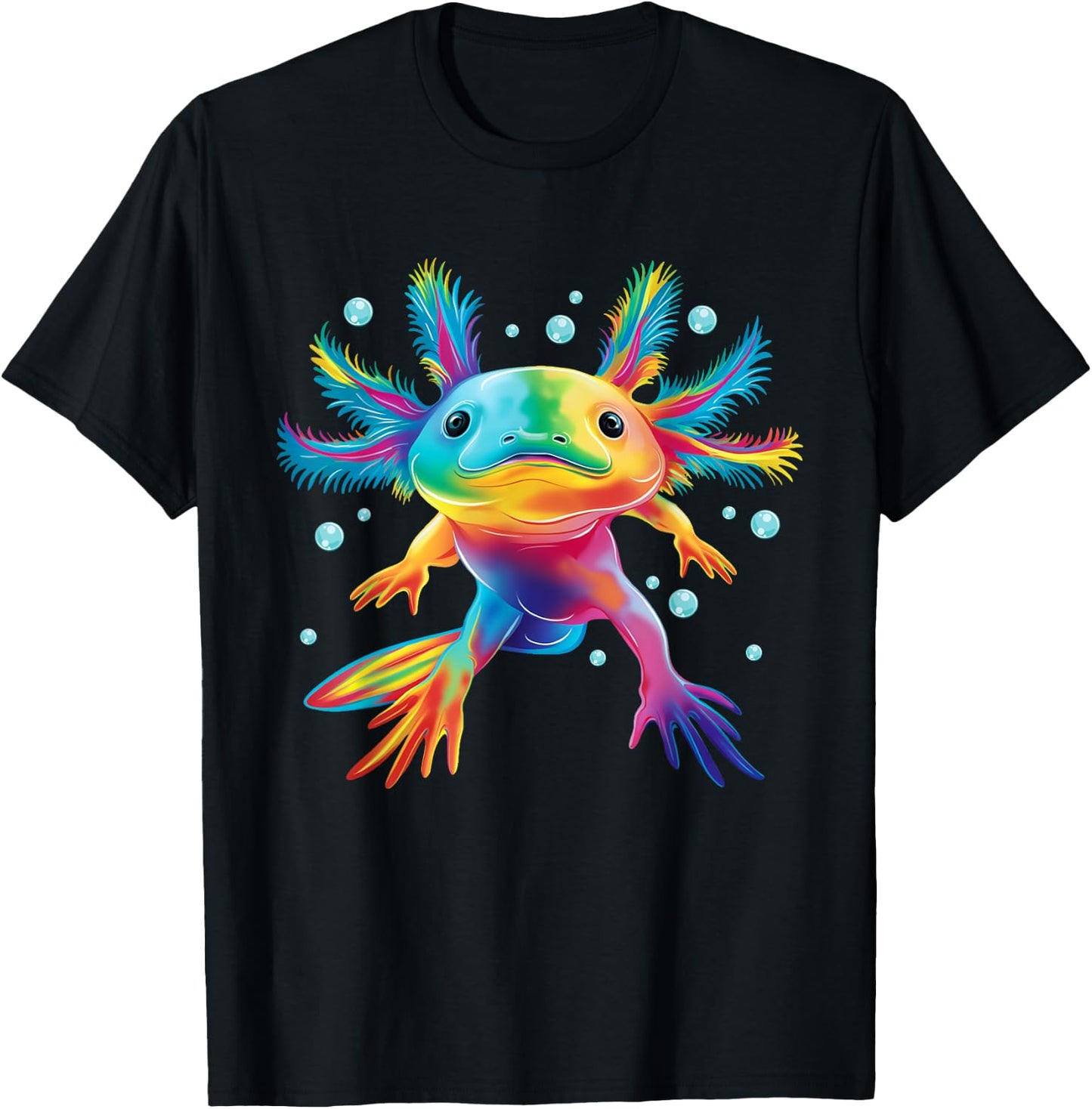Cute Axolotl Colorful Axolotl Art Girls Boys Kids Women , Small, Black T-Shirt - T-Shirt | Black
