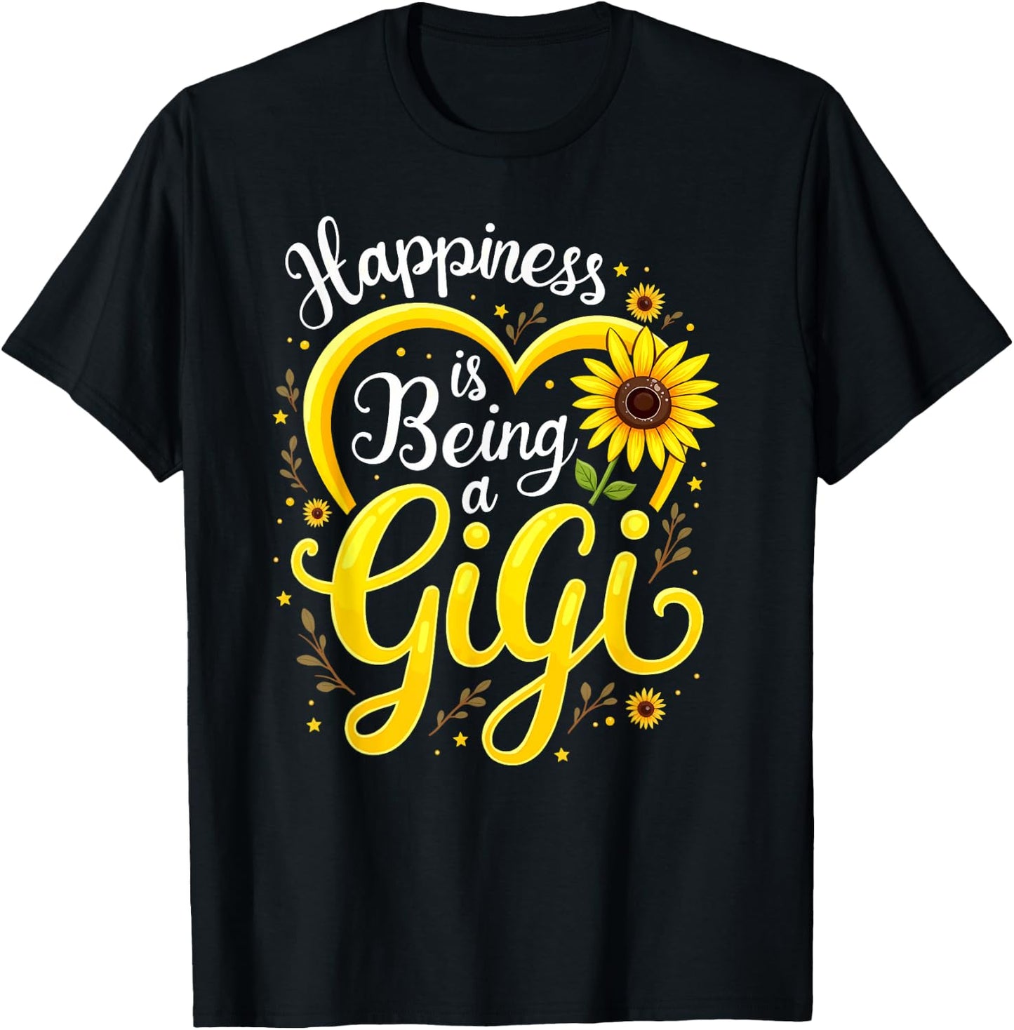 Happiness Is Being A Gigi Sunflower Grandma T-Shirt - T-Shirt | Black