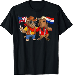 USA Paraguay Flag Proud Paraguayan American Roots T-Shirt - T-Shirt | Black