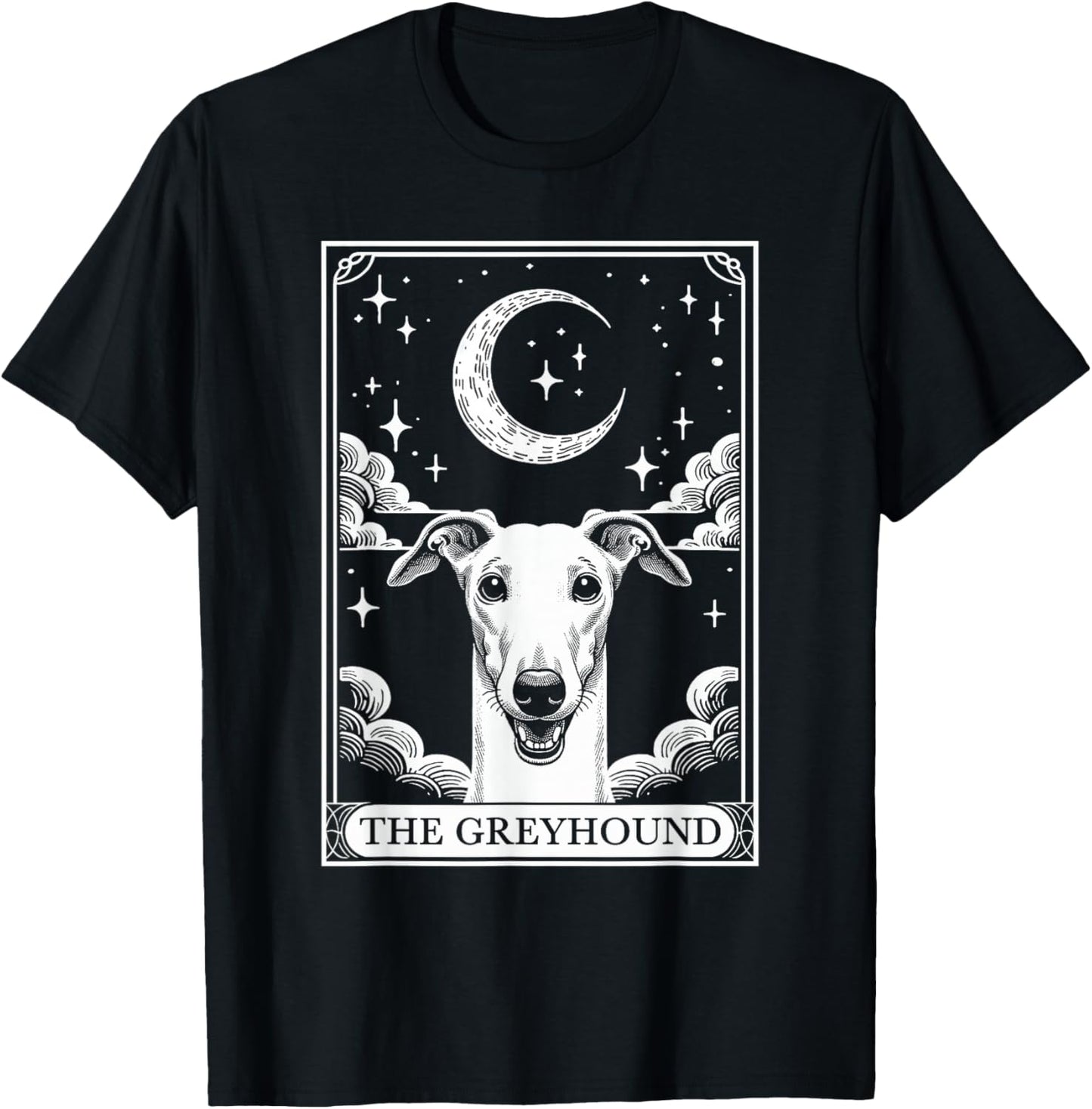 Tarot Card Vintage Crescent Moon Greyhound Dog Mom Women Kids T-Shirt - T-Shirt | Black