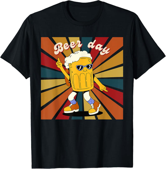 National Beer Day - Happy Retro Beer Day Dance T-Shirt - T-Shirt | Black