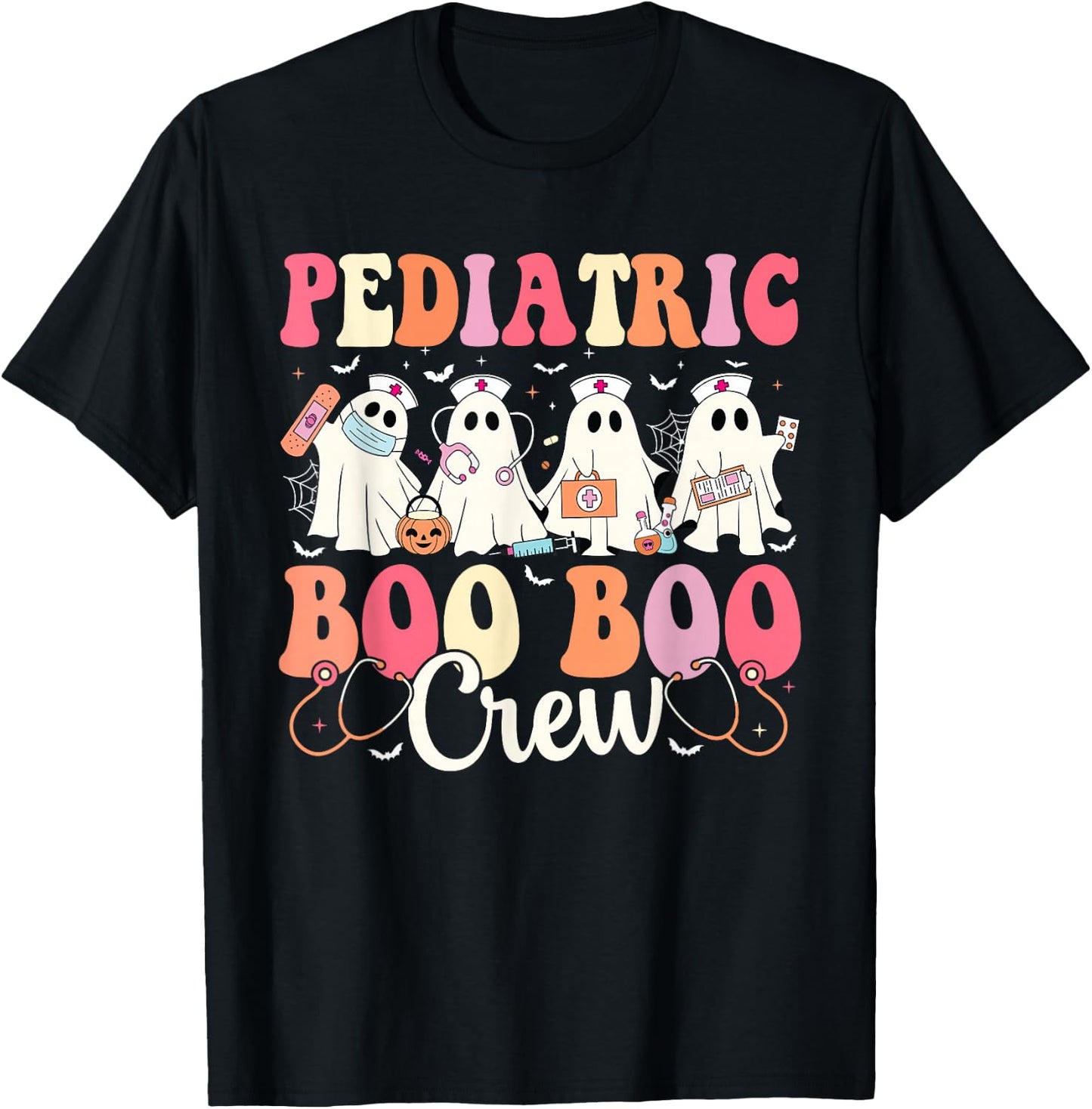 Pediatric Nurse Boo Boo Crew Ghost Nurse Halloween Costume T-Shirt - T-Shirt | Black