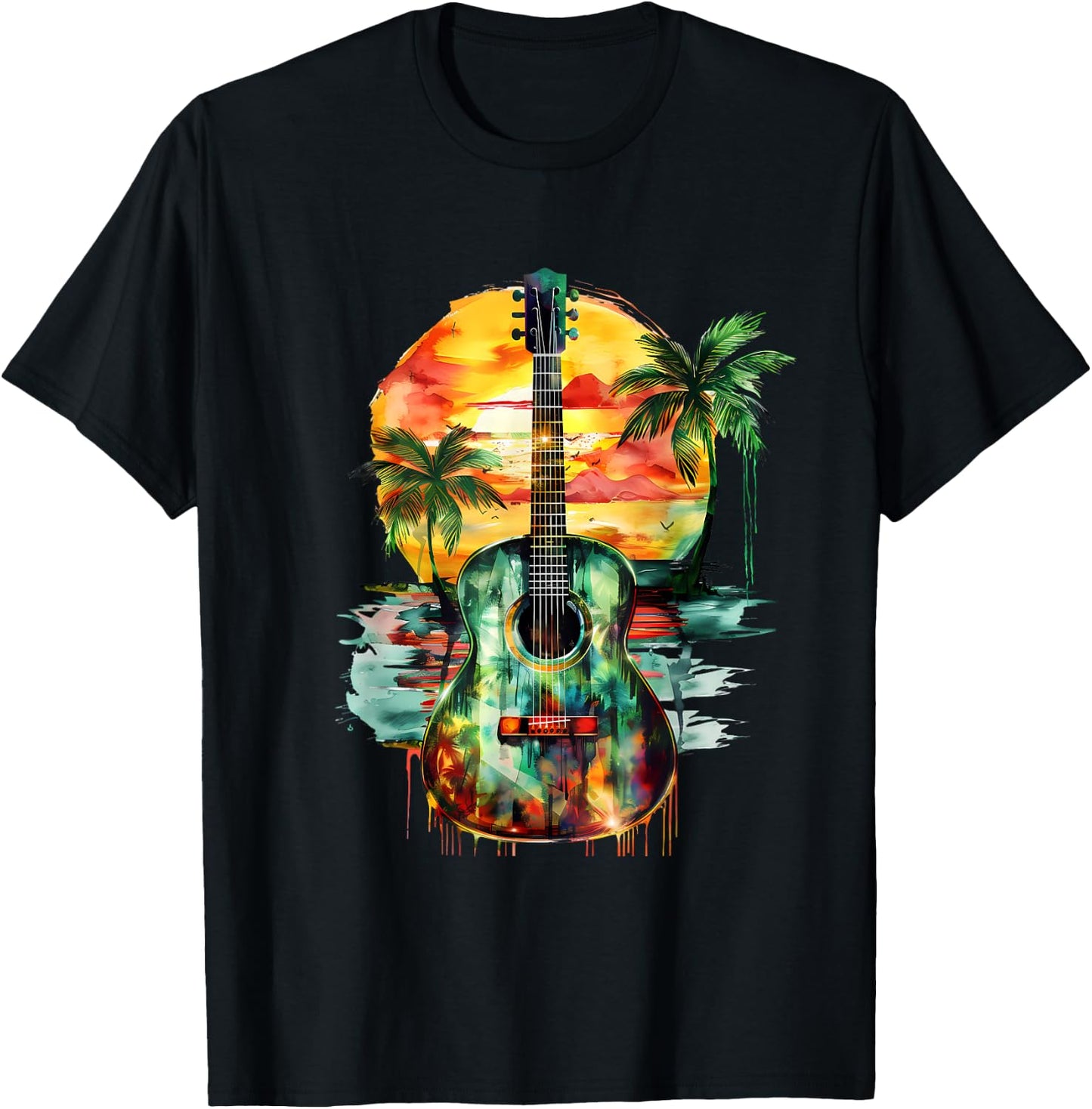 Reggae Music Guitar Rastafari Roots Rasta Reggae Music T-Shirt - T-Shirt | Black