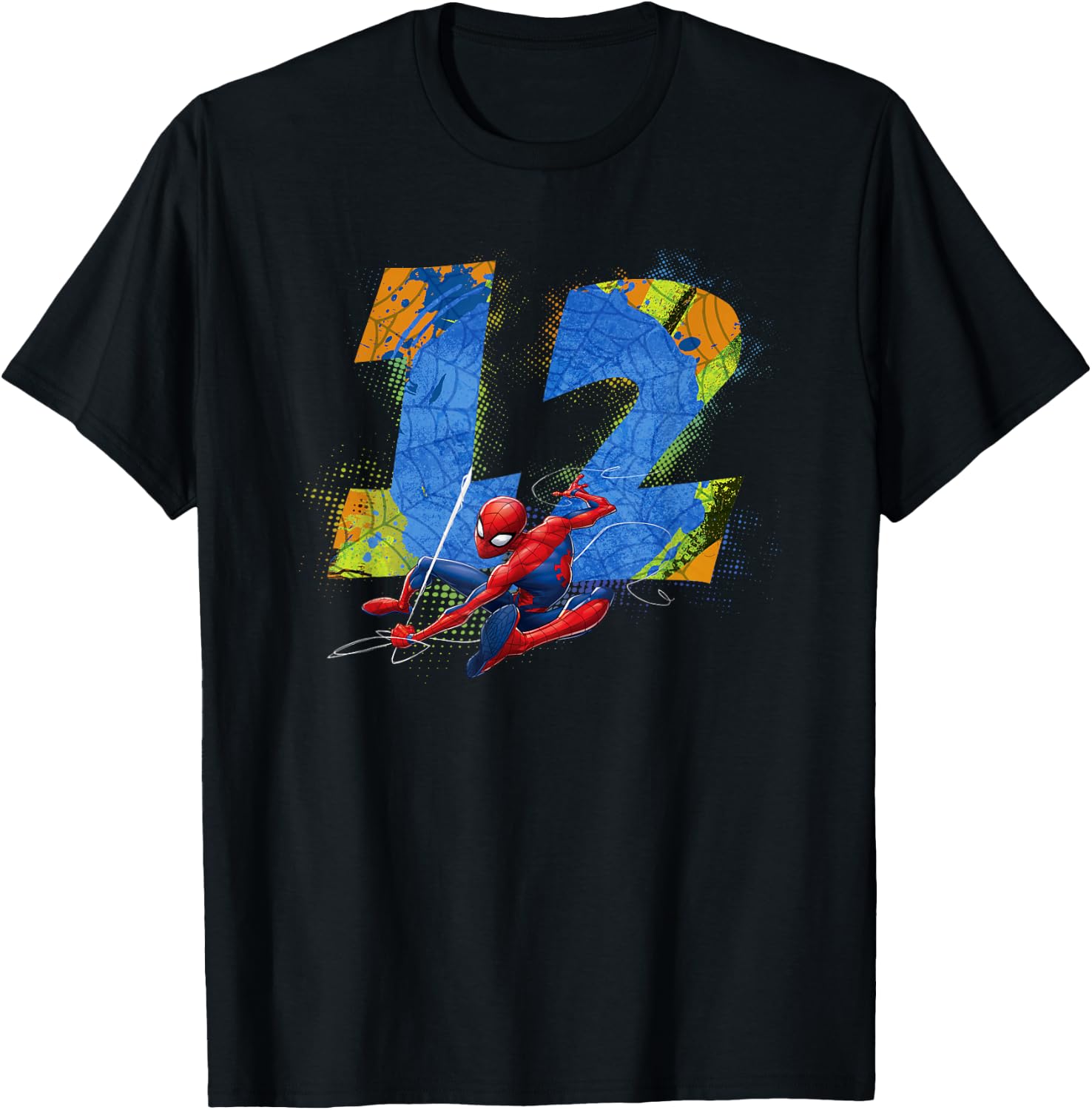 Marvel Super Heroes Spider-Man 12 Year Old Twelfth Birthday T-Shirt - T-Shirt | Black