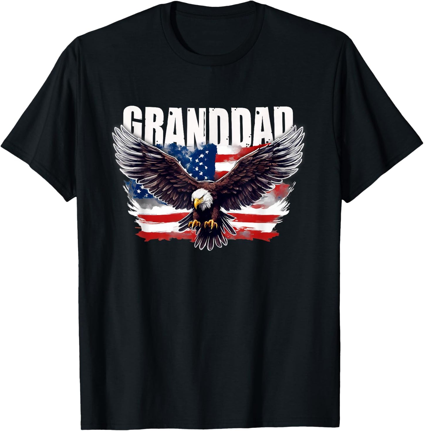Patriotic Granddad USA Flag with Eagle 4th of July Granddad T-Shirt - T-Shirt | Black