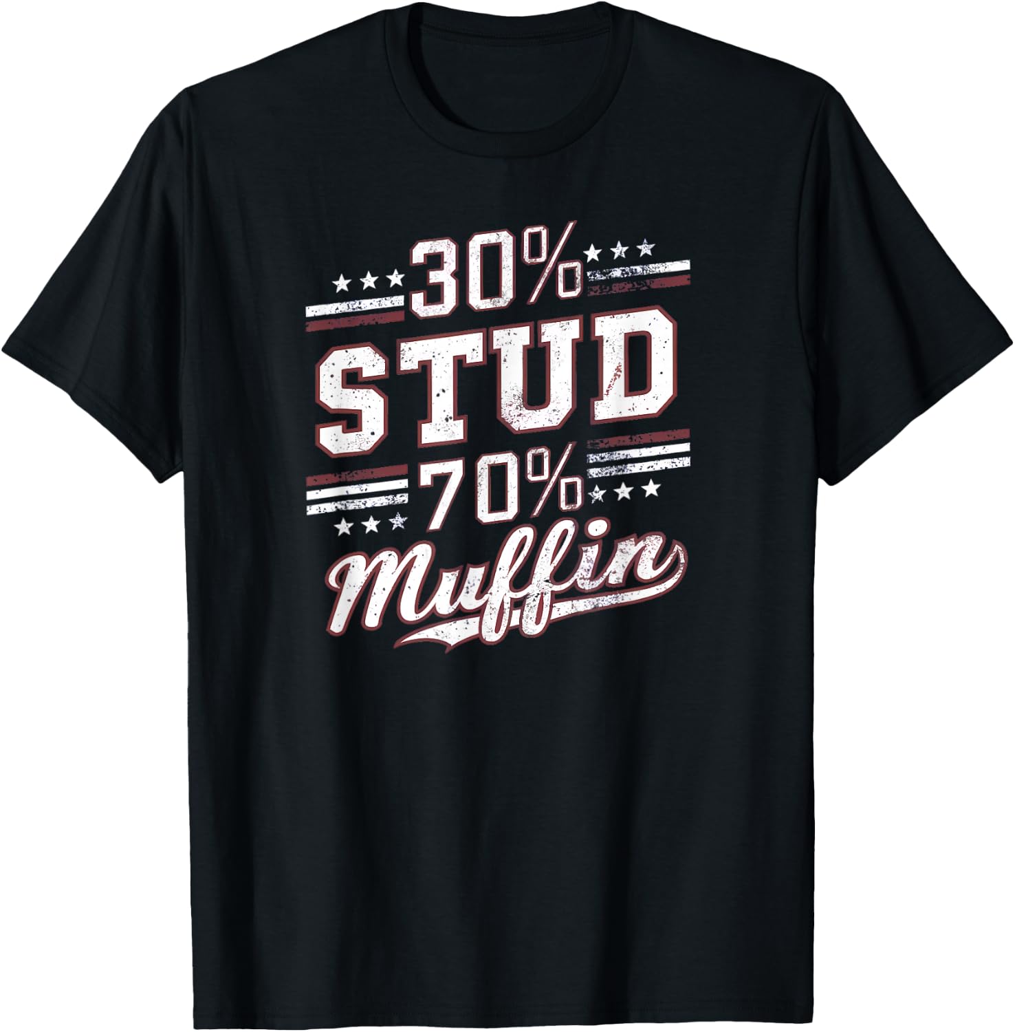 30% Stud 70% Muffin Vintage Retro Funny Joke Sarcasm T-Shirt - T-Shirt | Black