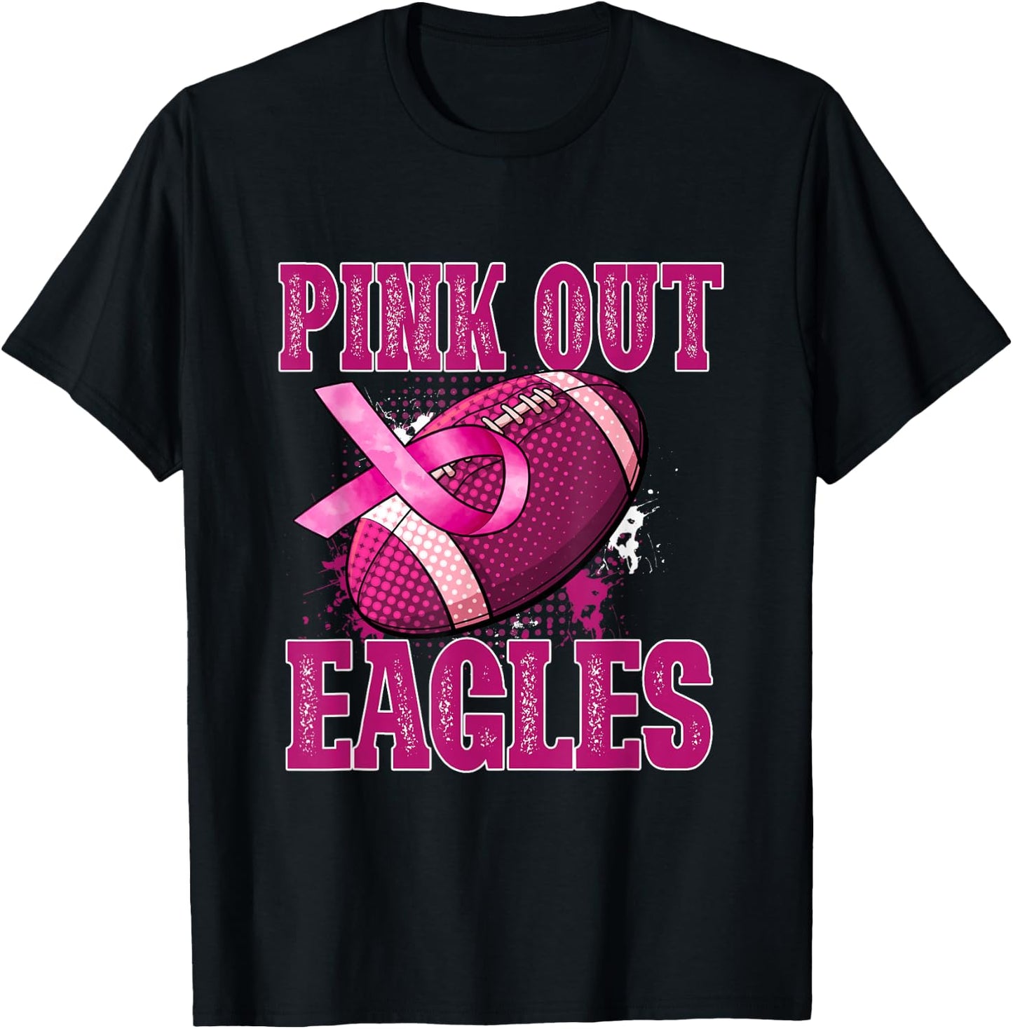 Eagles Pink Out Football Tackle Breast Cancer T-Shirt - T-Shirt | Black