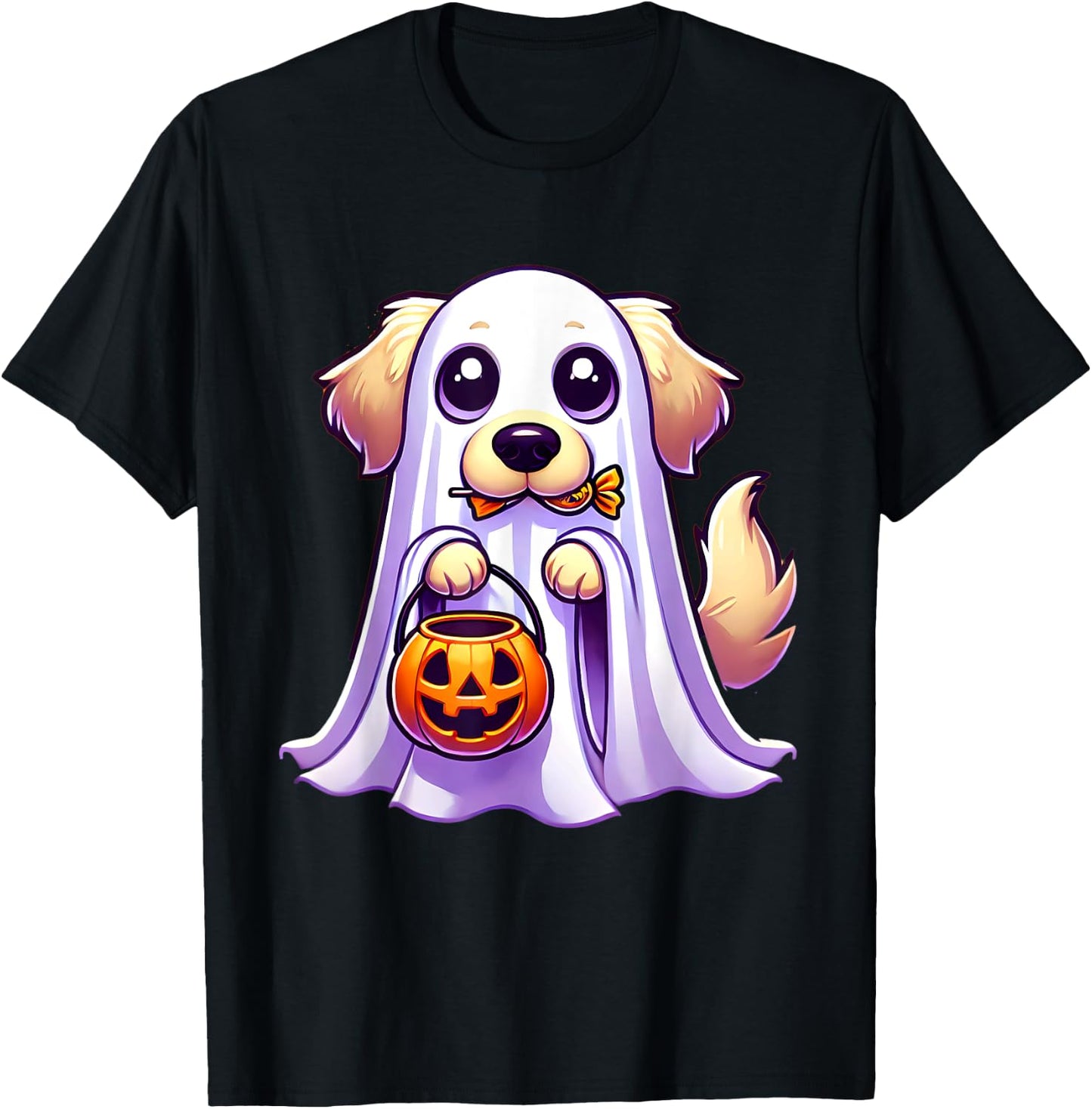 Golden Retriever Ghost Halloween Dog Men Women Kids T-Shirt - T-Shirt | Black
