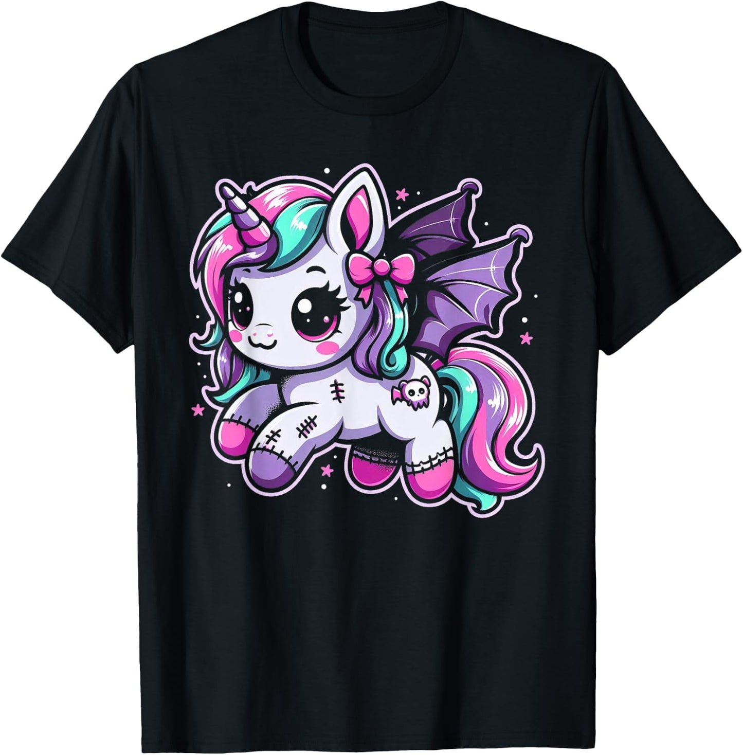 Pastel Goth Unicorn Kawaii Creepy Cute Aesthetic Art T-Shirt - T-Shirt | Black
