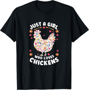 Just a Girl Who Loves Chickens Mom Chicken Shirts T-Shirt - T-Shirt | Black