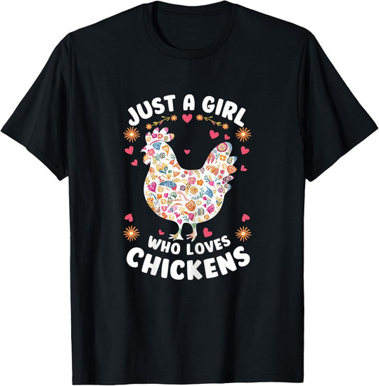 Just a Girl Who Loves Chickens Mom Chicken Shirts T-Shirt - T-Shirt | Black