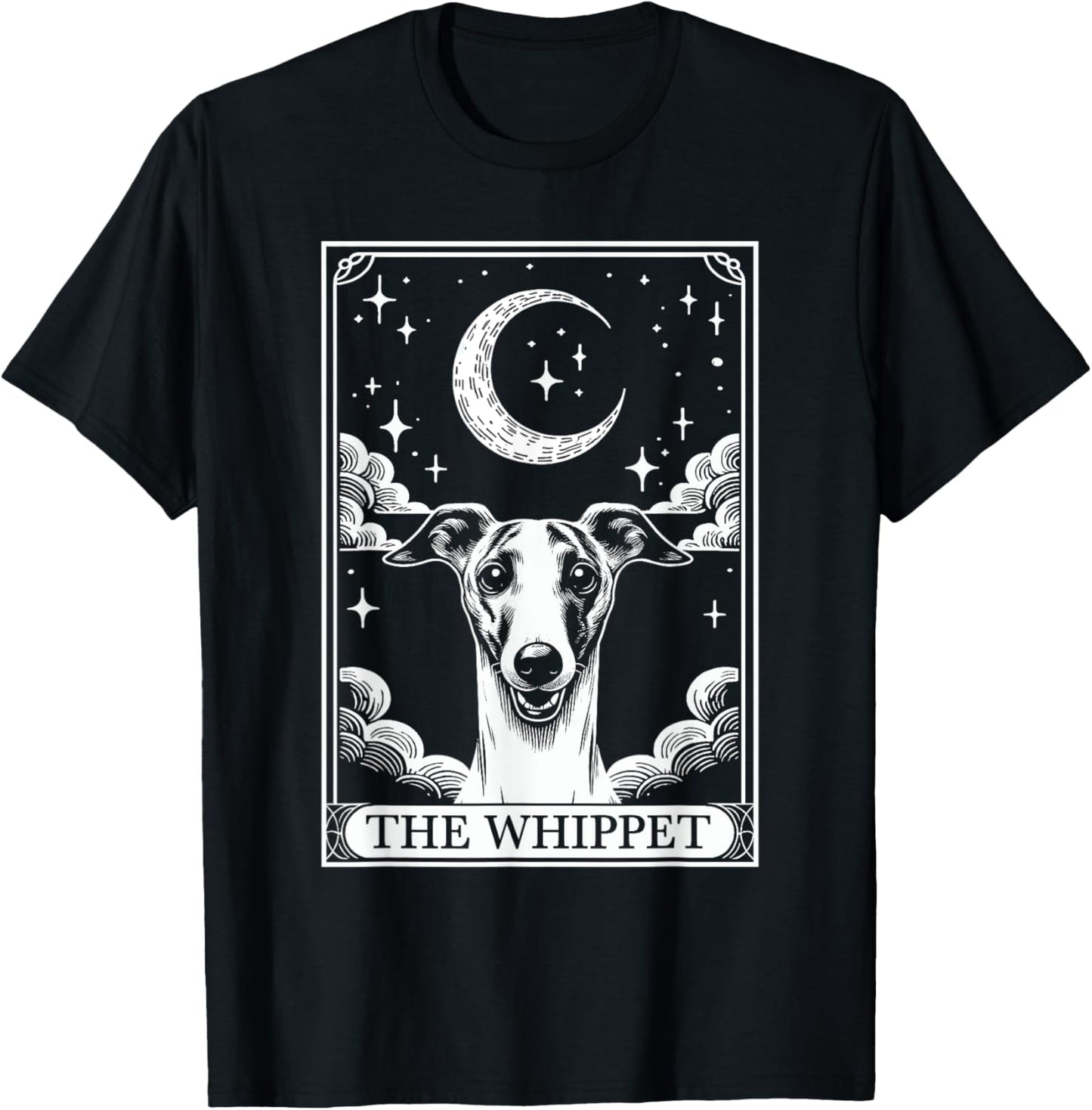 Tarot Card Vintage Crescent Moon Whippet Dog Mom T-Shirt - T-Shirt | Black